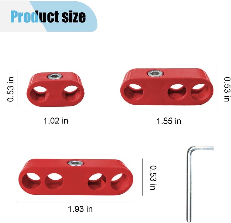 LHDOS 6PCS Car Spark Plug Wire Separator Divider Kit, Car Engine Ignition Wire Separators Holder for 7mm 8mm 9.5mm Wire, Spark Plug Wire Loom Divider Clamp (Red) - Image 2